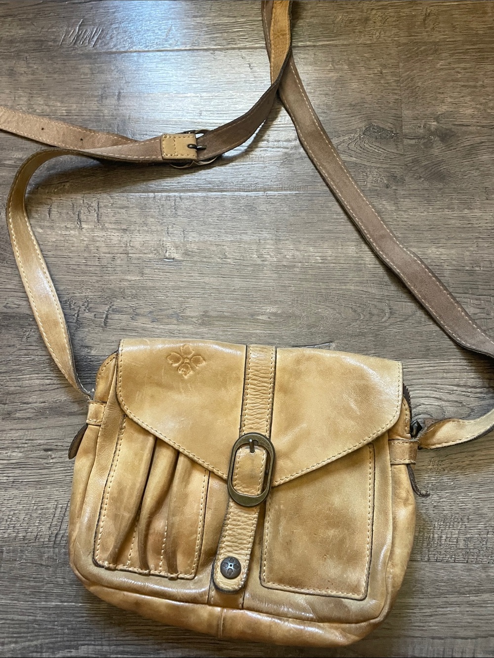Patricia Nash Tan Leather Crossbody with Buckle Detail